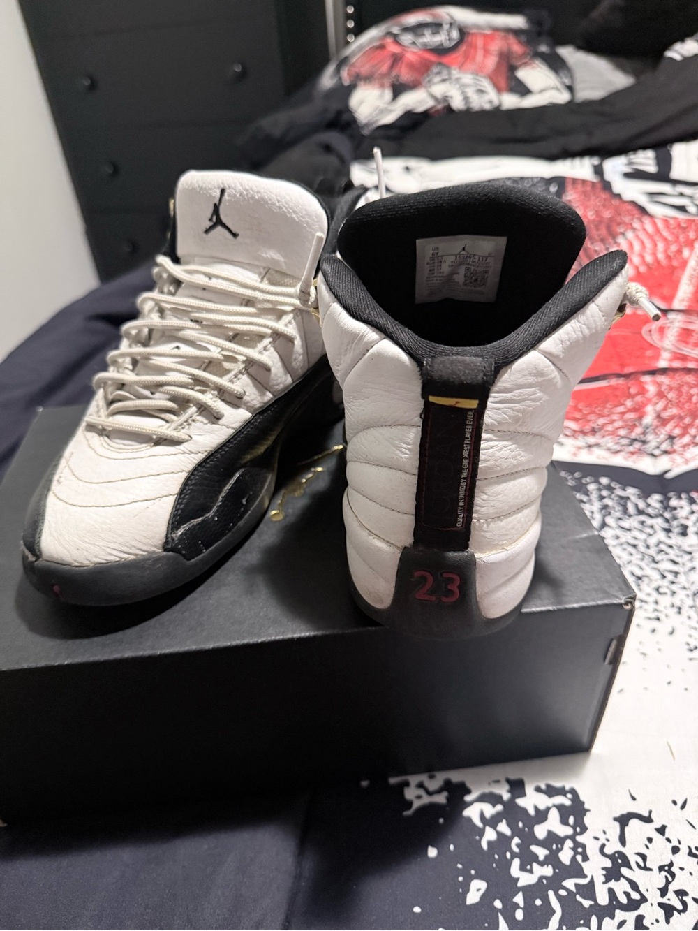 Jordan Kids White and Black Retro Sneakers with Red Accents
